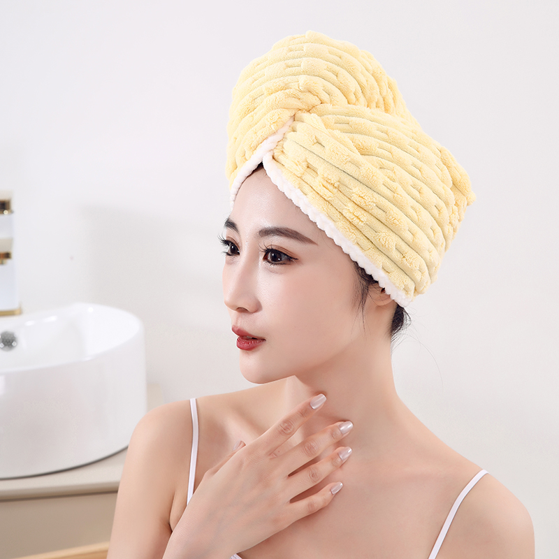 Serviette de cheveux femme polaire corail (conception en bambou)