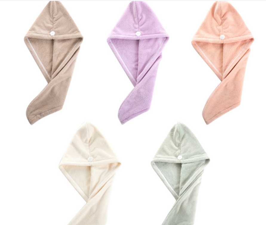 Serviette de séchage pour cheveux en polaire corail